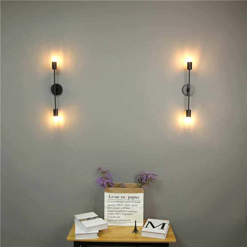 Lámpara de pared LED DecorBites™: Iluminación moderna de dos brazos E27 para dormitorio, mesita de noche, espejo de baño, tocador.
