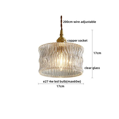 DecorBites™ Japanese Style LED Pendant Lamp Copper Glass Hanging Light Fixtures