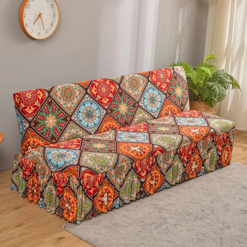 Decobites Elastic Armless Futon Bed Sofa Cover Slipcover