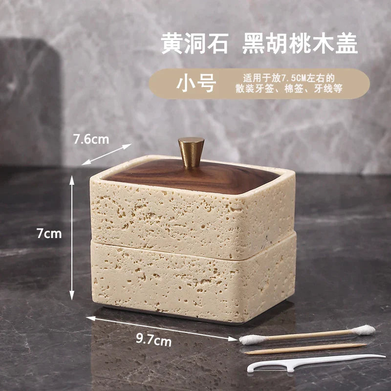 DecorBites™ Double Decker Natural Stone Jewelry Organizer - 2 in 1 Floss Box & Bathroom Storage