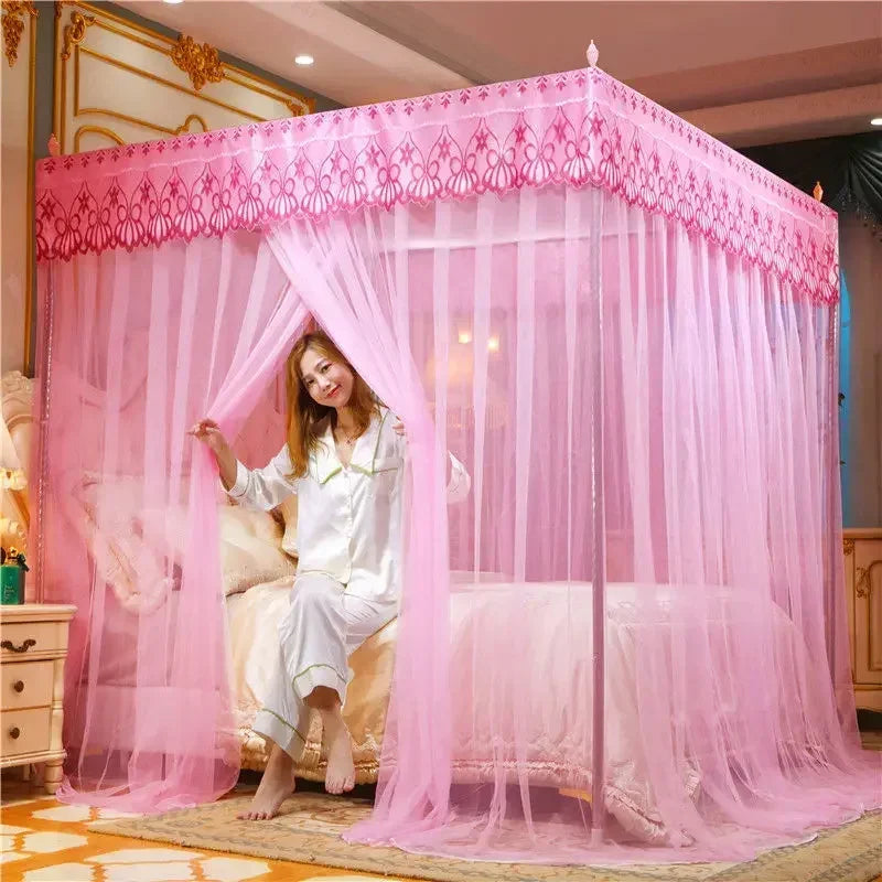 Tienda de Mosquitos de Encaje Decorbites™ con Soporte de Acero Inoxidable para Cama con Dosel Queen King