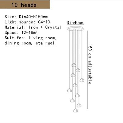 DecorBites™ Crystal LED Ceiling Chandeliers Bedroom Living Room Staircase Pendant Lamp