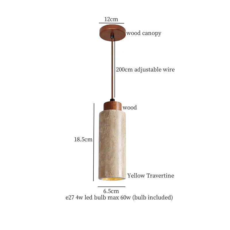 Travertine Stone Pendant Lamp Wabi Sabi Style