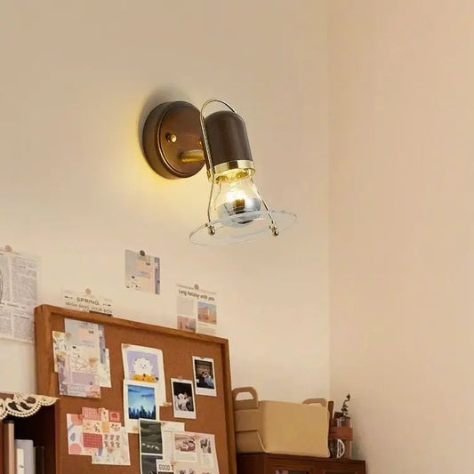 DecorBites™ Japanese Walnut Wood Wall Lamp with Zipper Switch for Bedroom or Hallway