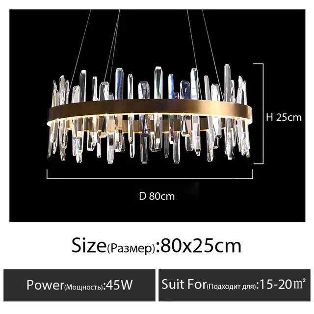 DecorBites™ K9 Crystal LED Round Chandelier for Kitchen Living Room Bedroom Decor
