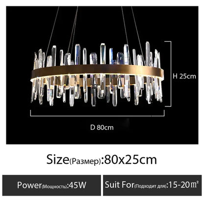 DecorBites™ K9 Crystal LED Round Chandelier for Kitchen Living Room Bedroom Decor