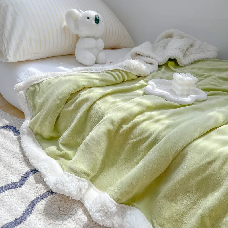 Decobites Plush Lamb Wool Bed Blanket, Soft Cozy Velvet, Warm Fluffy Flannel, 150x200cm, 200x230cm