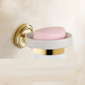 DecorBites™ Gold Brass Bathroom Accessories Set: Robe Hook, Paper Holder, Towel Bar, Towel Ring