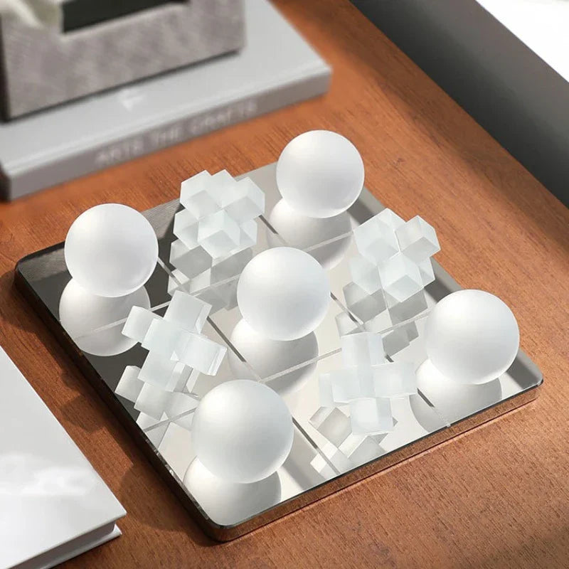 DecorBites™ Frosted Glass Geometric Chessboard - Home Decor Handicrafts & Accessories