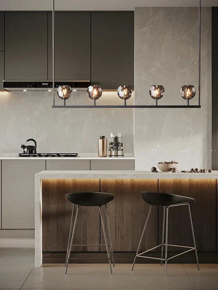 DecorBites™ Black Bronze Copper Crystal Chandelier Lights for Kitchen Island Dining Decor