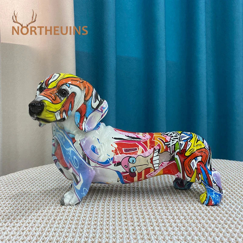 DecorBites™ Dachshund Dog Resin Graffiti Art Figurine for Home Interior Collection