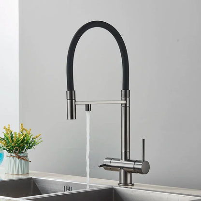 Grifo de filtro de agua de doble salida Decorbites™ para agua potable pura con función de rotación