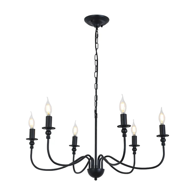 DecorBites™ Black Iron Chandelier LED Candle Light Fixture for Home & Hospitality