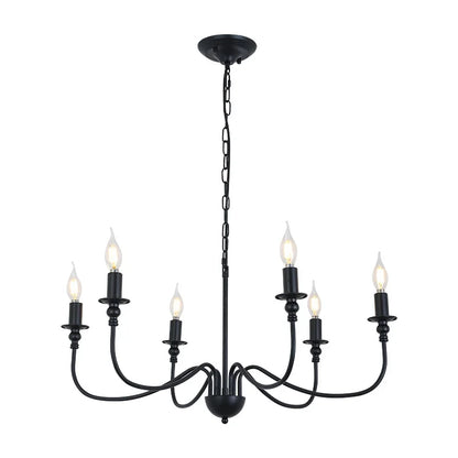 DecorBites™ Black Iron Chandelier LED Candle Light Fixture for Home & Hospitality