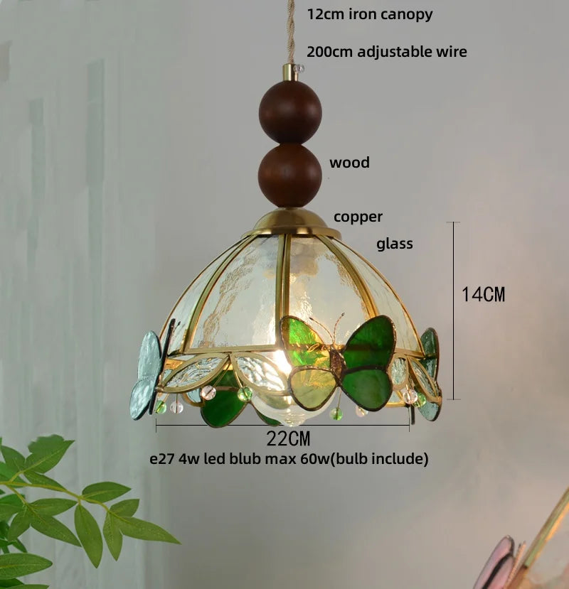 DecorBites™ Butterfly Tiffany Glass Pendant Lamp Modern Nordic LED Hanging Light