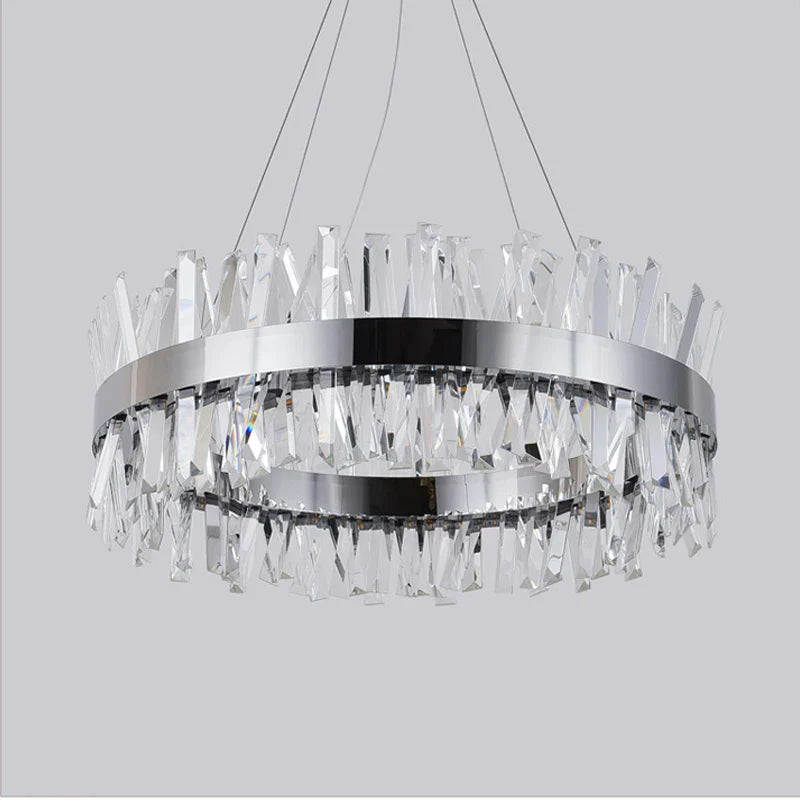Lámpara colgante LED de cristal DecorBites™, araña de lujo cromada/dorada para cocina y sala de estar.