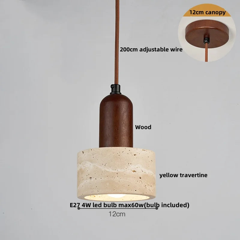 Aluminum LED Pendant Light Travertine E27 Base