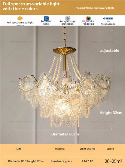 DecorBites™ Glass Dining Room Chandelier: Retro French Style for Living & Master Bedroom