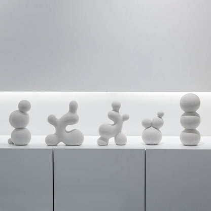 ديكوربايتس™ منحوتة سيراميكية هندسية يدوية: زينة سطح مكتب دائرية تجريدية لديكور المنزل