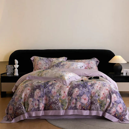 Decobites Eucalyptus Fiber Flowers Print Bedding Set - Soft Silky Cool Feel