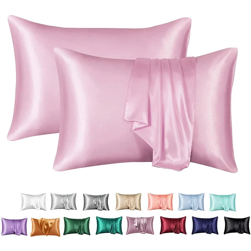 Decobites Silky Satin Pillowcase: Soft, Comfortable, High-End Solid King Queen Pillow Cover