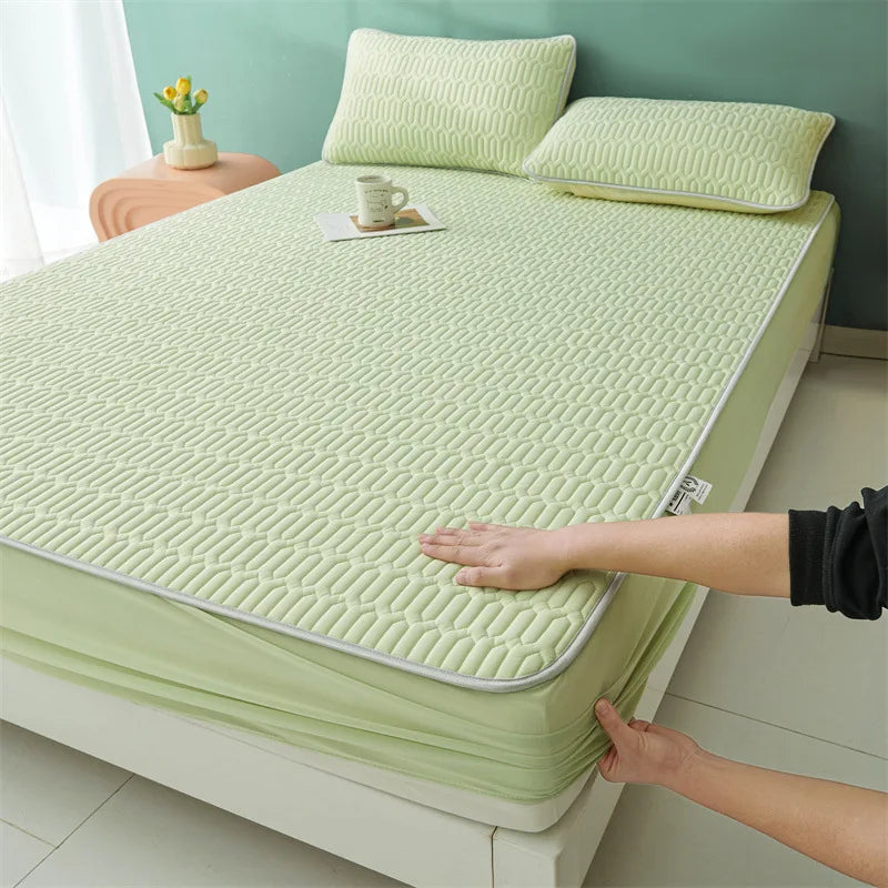 DecorBites™ Cute Cartoon Pattern Cooling Fitted Sheet with Natural Latex Fabric