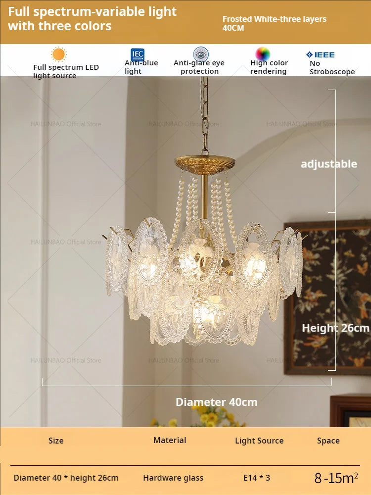 DecorBites™ Glass Dining Room Chandelier: Retro French Style for Living & Master Bedroom