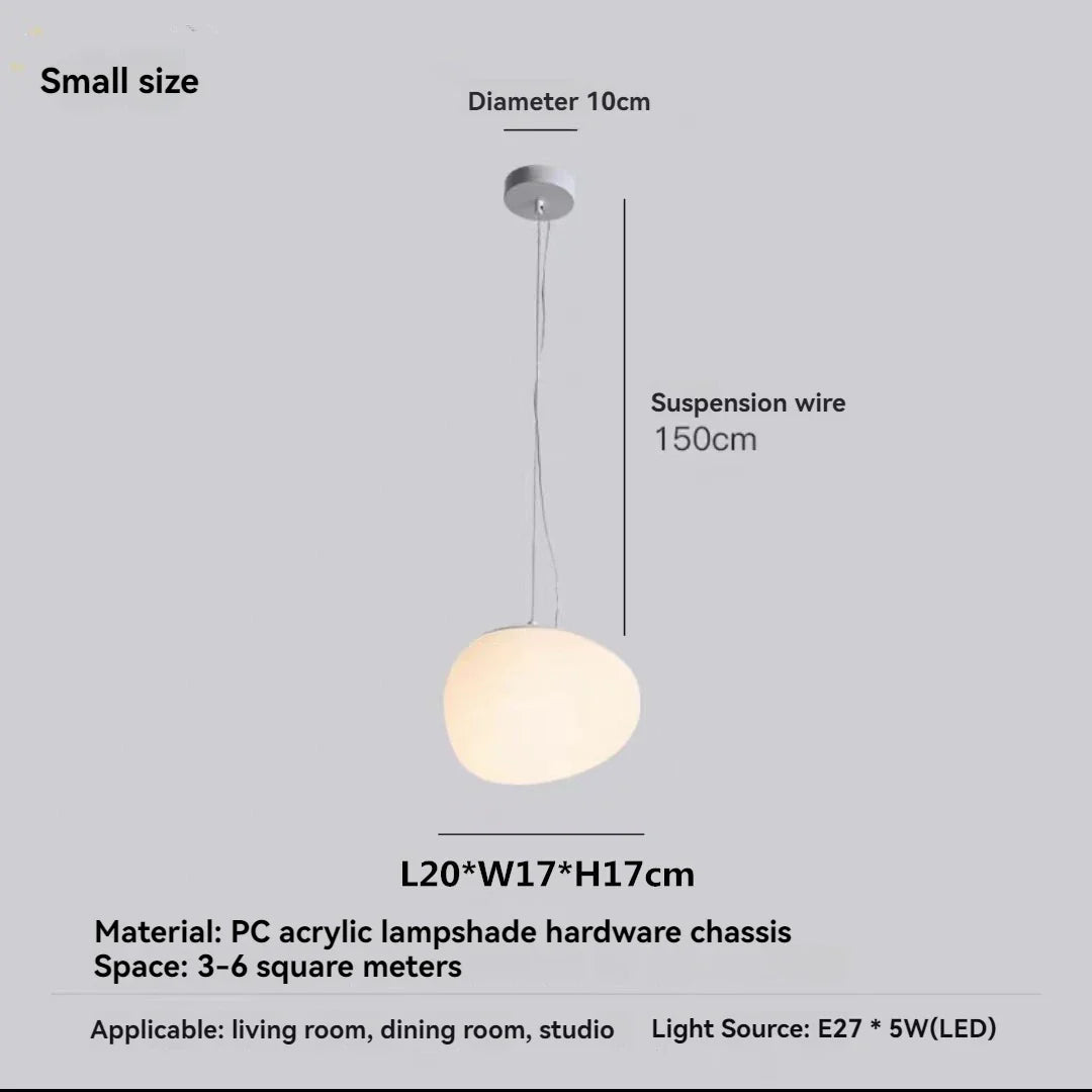 Minimalist Cobblestone White Acrylic Pendant Light