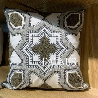 DecorBites™ Leaf Embroidered Cotton Cushion Cover Set - Home Decor Pillow Covers 45x45