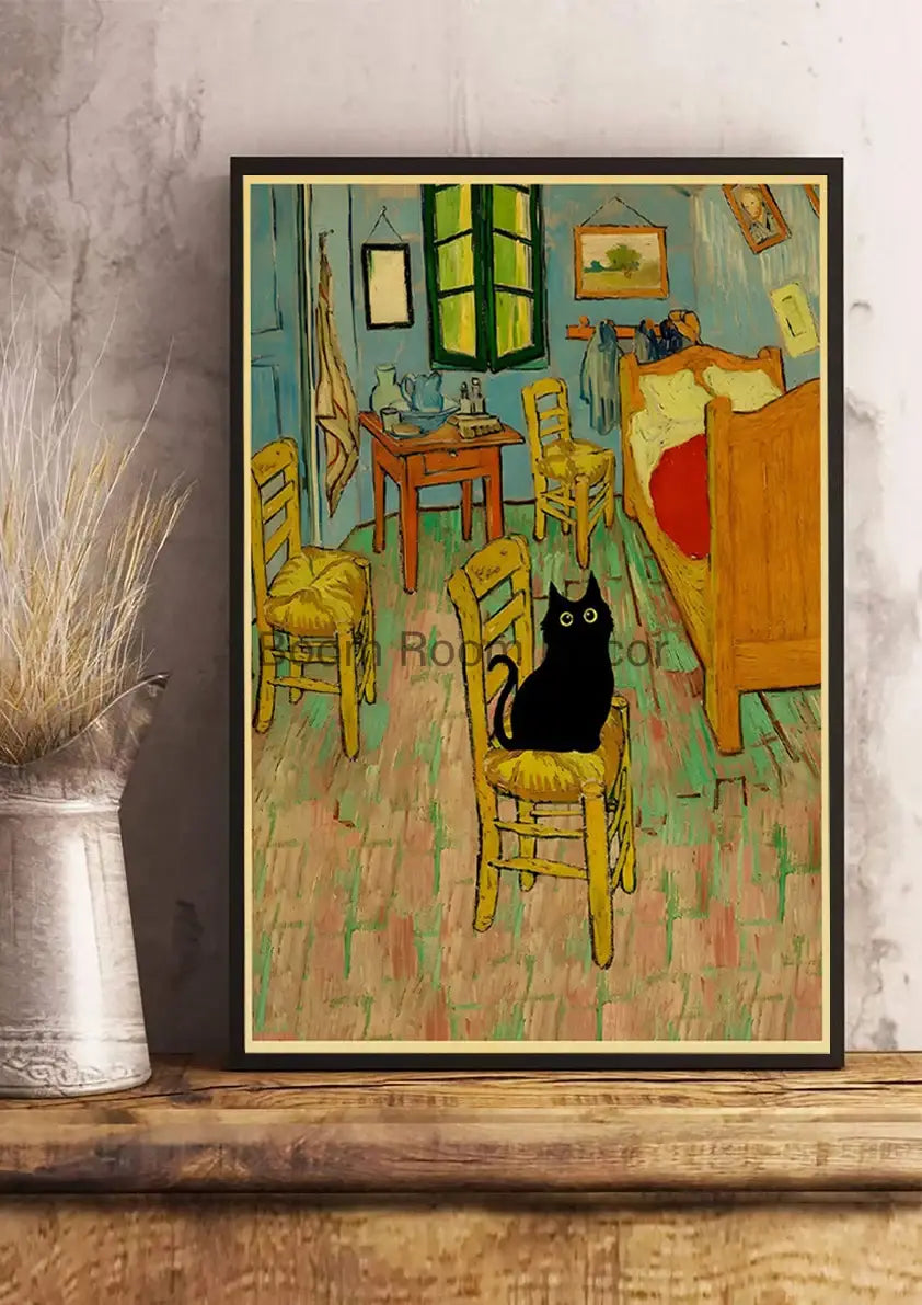DecorBites™ Cute Digital Cats Cartoon Poster Print