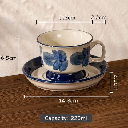 DecorBites™ Flowers Pattern Ceramic Cup&saucer Set Gold-plated Coffee Tea Mug Juice Container