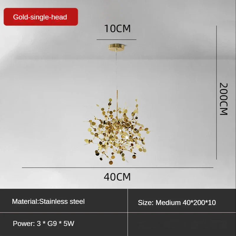 DecorBites™ Leaf Sequin Ceiling Chandelier for Modern Living Room, Restaurant, Bar, or Dining Table