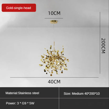 DecorBites™ Leaf Sequin Ceiling Chandelier for Modern Living Room, Restaurant, Bar, or Dining Table