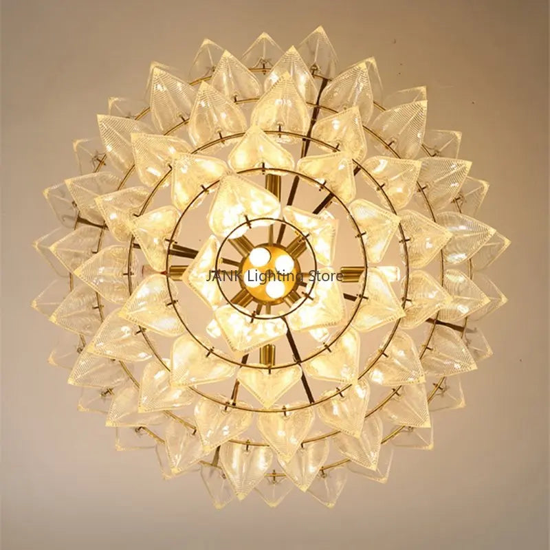 DecorBites™ Leaf Glass Pendant Lamp: Modern Luxury Crystal Suspension for Living Room, Restaurant, Bedroom.