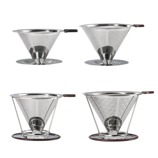 DecorBites™ Double Layer Stainless Steel Coffee Filter Funnel Dripper for Durable Brewing