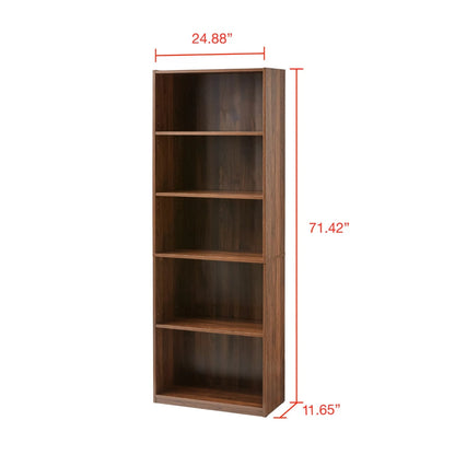 Njord - 5-Shelf Book Shelf Living Room Shelves Wood Shelves