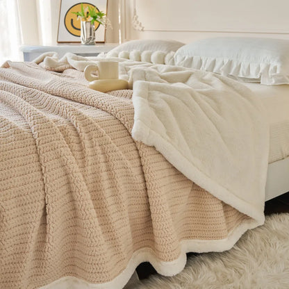 Manta DecorBites™ de piel sintética de conejo, suave y esponjosa, ideal para cama individual. Manta cálida y antiestática.