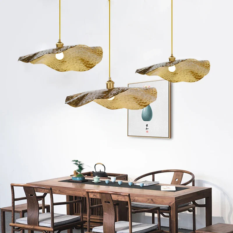 DecorBites™ Gold Lotus Leaf Pendant Light: Nordic Luminaire for Living Room and Bedroom Decor
