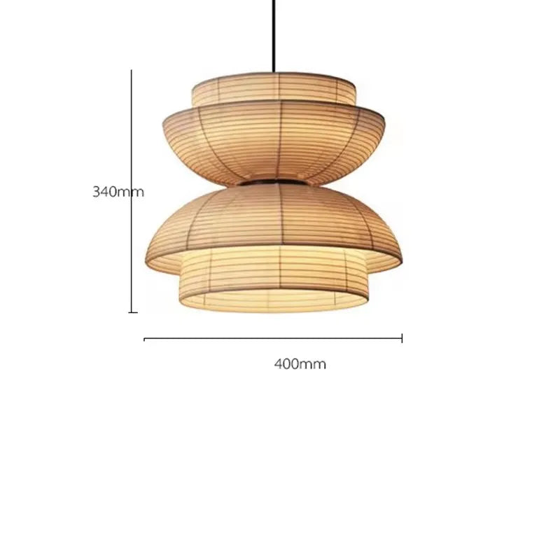 DecorBites™ Japanese Wabi Sabi Fabric Pendant Light: Traditional and Creative Lighting for Dining Room