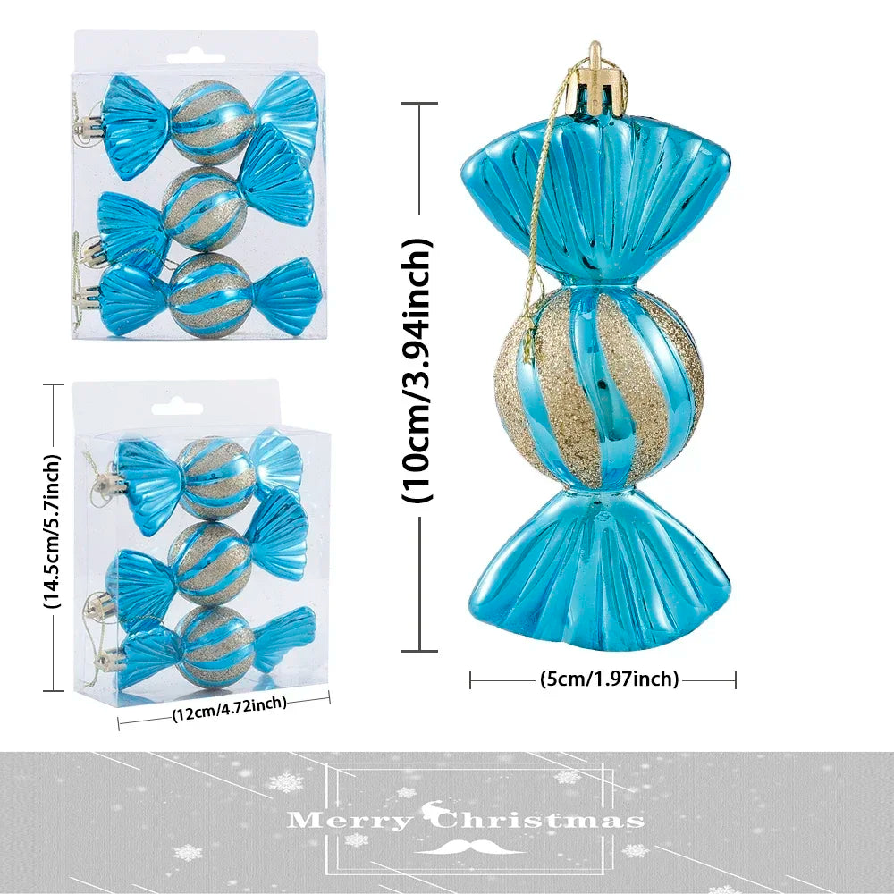 1Box Christmas Ball Ornament Balice Ice Cream Candy Shapes Xmas Tree Hanging  Pendants Home Party Navidad Christmas Decor 2024