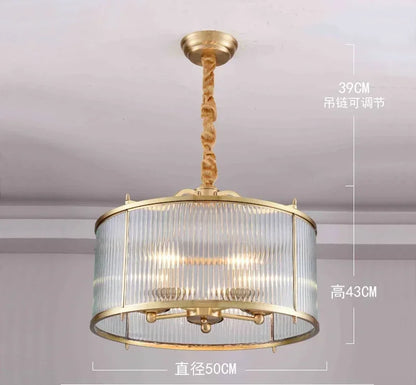 DecorBites™ Glass Chandelier: Golden Copper Luxury Ceiling Pendant Light Fixture for Living Room
