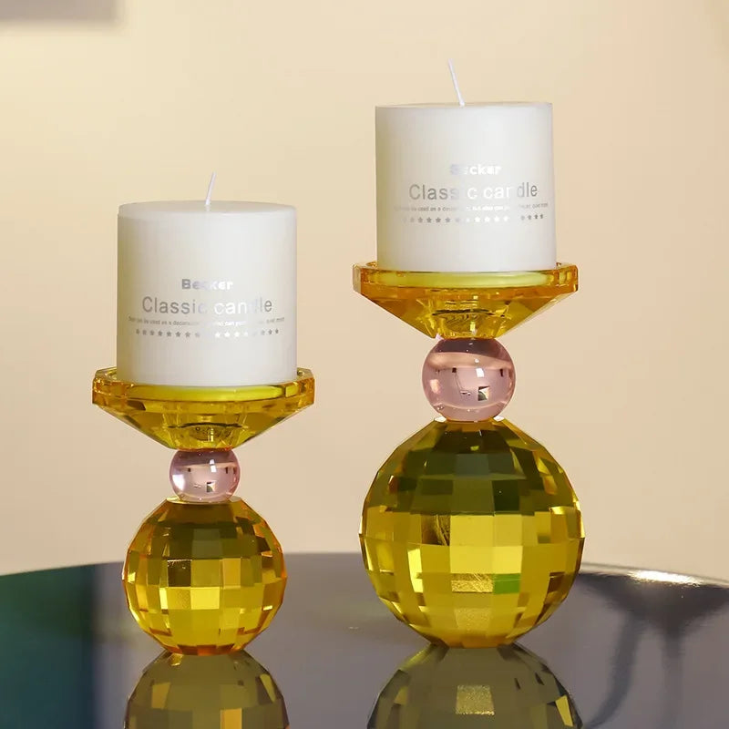 Portavelas de cristal DecorBites™: Elegante centro de mesa para eventos románticos y decoración del hogar.