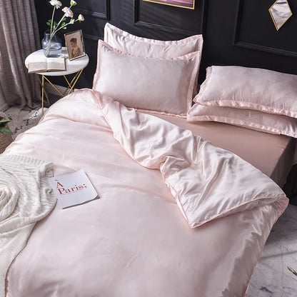 DecorBites™ Ice Rayon Satin Bedding Set: Cooling, Soft, Summer Comfort for Twin-Double Bed