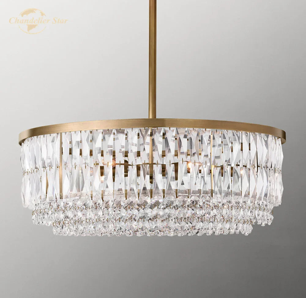 DecorBites™ Crystal Round Pendant Chandelier for Dining and Living Room