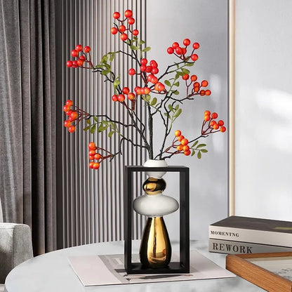 Jarrón apilable DecorBites™ con diseño geométrico dorado de rocalla para decoración del hogar