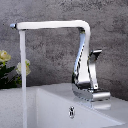 DecorBites™ Gold & White Basin Faucet: Modern Brass Mixer Tap for Bathroom Sink
