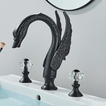 DecorBites™ Golden Swan Crystal Dual Handle Basin Tap