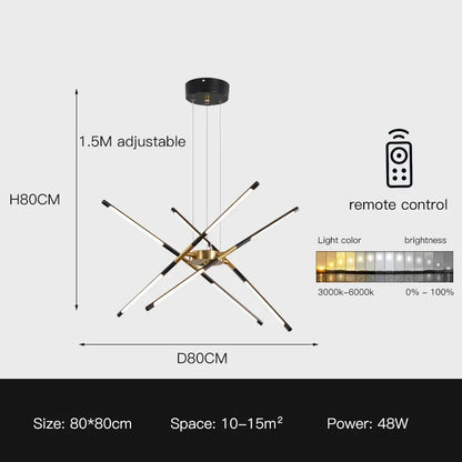 Lámpara de techo DecorBites™ de lino: Lámpara colgante negra y dorada para el hogar, la oficina o el restaurante.