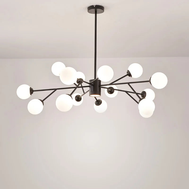 DecorBites™ Black Chandelier: Luxury Glass Pendant Lights for Living Room, Bedroom, and Restaurant