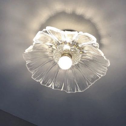 DecorBites™ Lotus Glass LED Ceiling Light with Copper Base - Modern Nordic Design